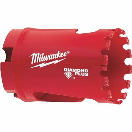 MILWAUKEE TOOL Milwaukee Diamond Plus Hole Saw, 1-3/8 in Dia, 1-1/2 in D Cutting, 5/8-18 Arbor, 4 TPI 49-56-5625